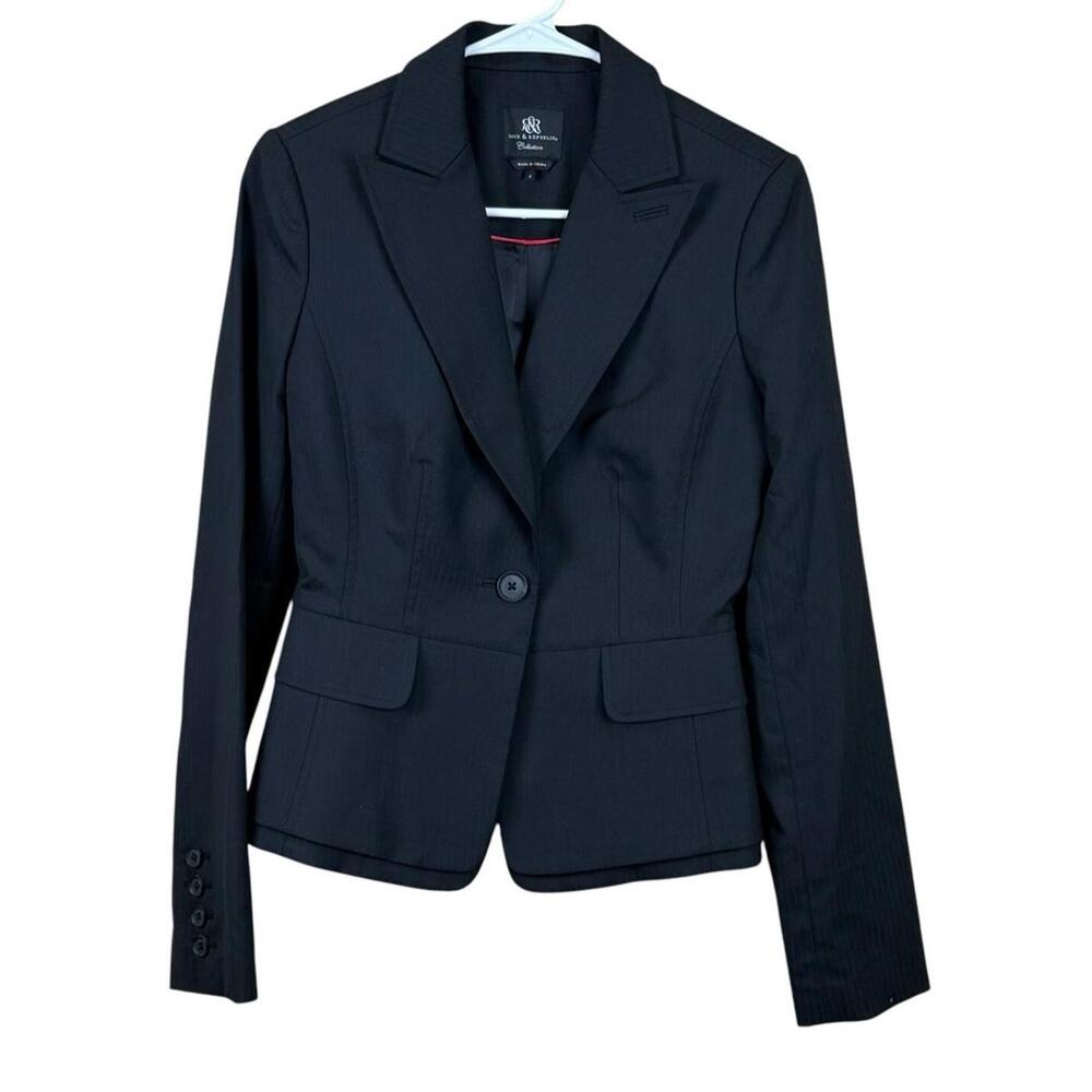 Women's ROCK & REPUBLIC 2 Black‎ Blue Pin Stripe Button Blazer Business Career